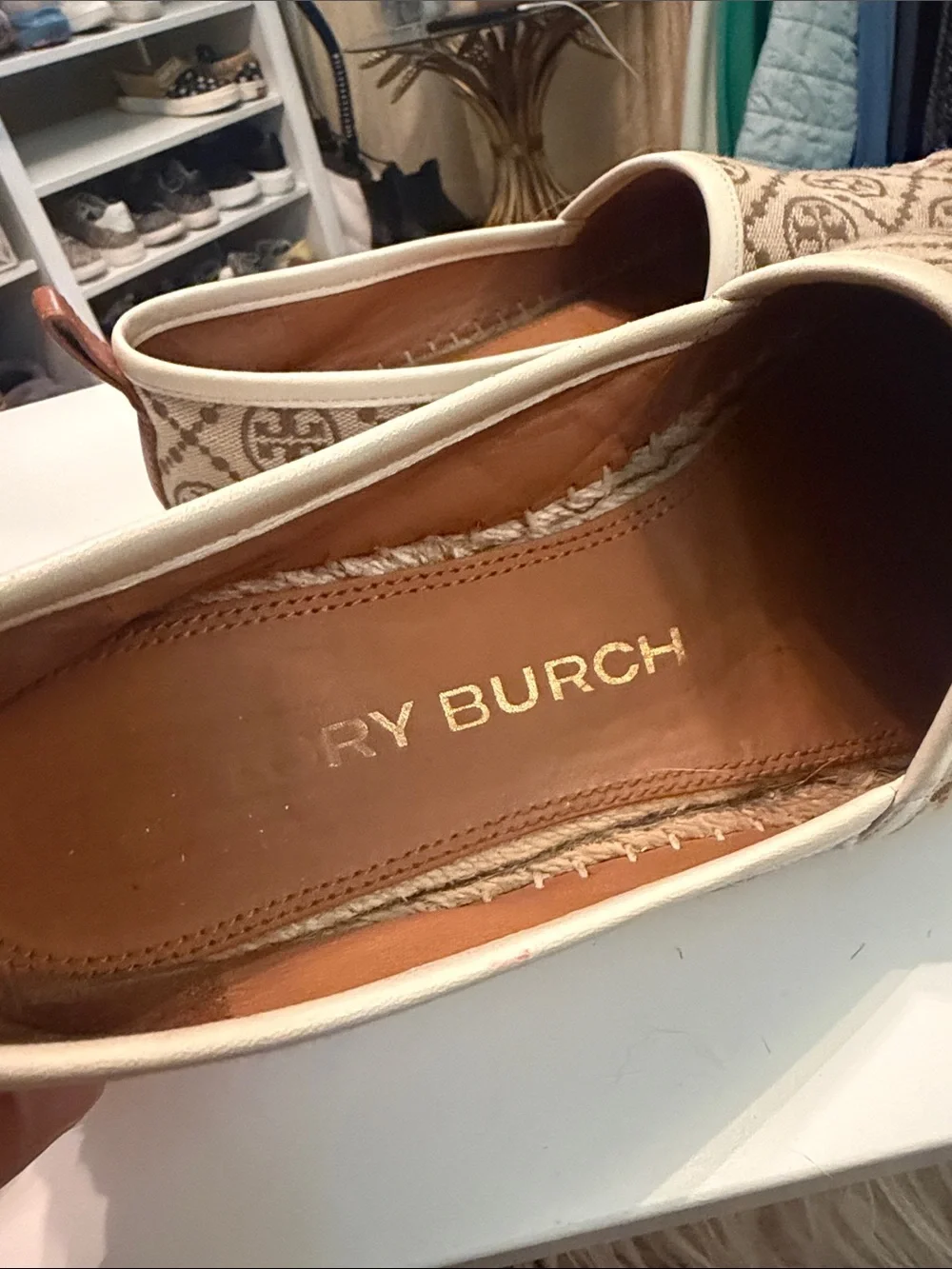 Tory Burch Hazel Monogram Canvas Espadrille Slip-Ons